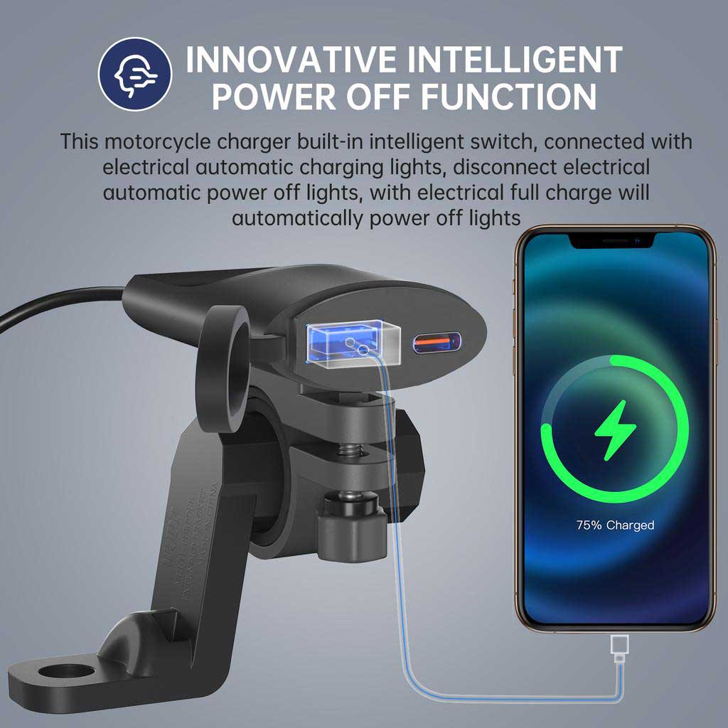 Quick Charge 3.0 Dual USB Motorcycle Phone Charger